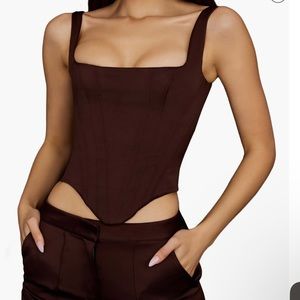 House of CB ‘Rafa’ Chocolate Satin Longline Corset